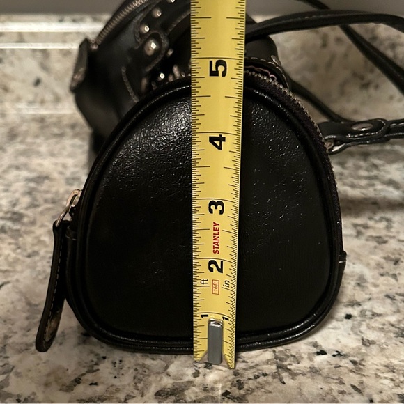 Kathy Van Zeeland Y2K Black Tootsie Roll Purse Satchel Side Zip Rhinestone - Picture 15 of 16